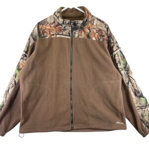 Lodge Outfitters Men's XL Brown Camo Fleece Full Zip Jacket RealTree Hunting